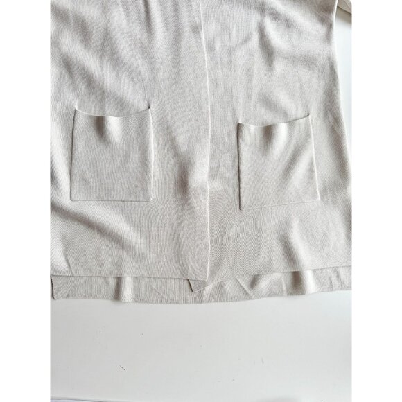 EILEEN FISHER Bone Ivory Silk Cotton Interlock Knit Long Cardigan, Size S - Picture 10 of 16